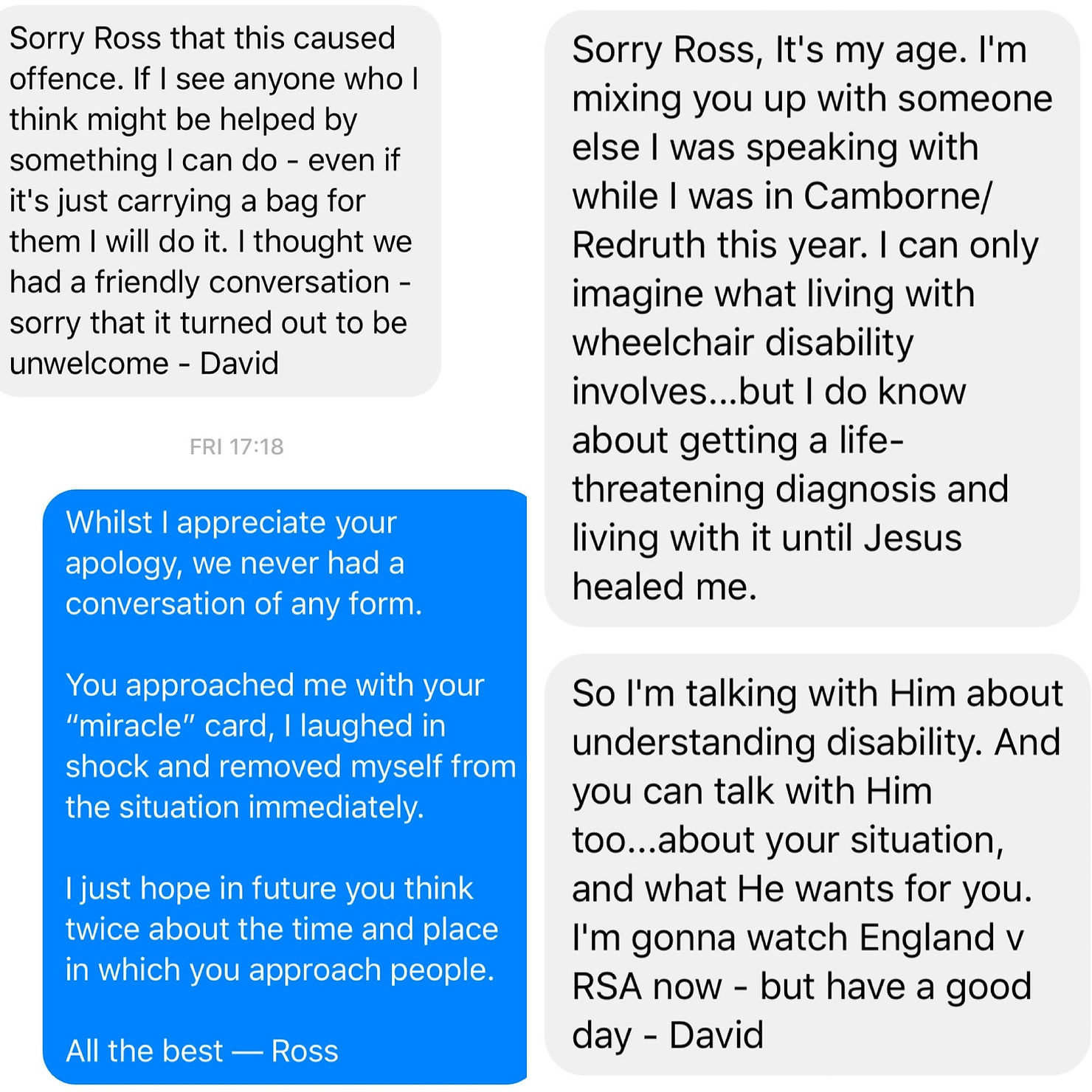 Screenshot of the reply, apologising to an extent.