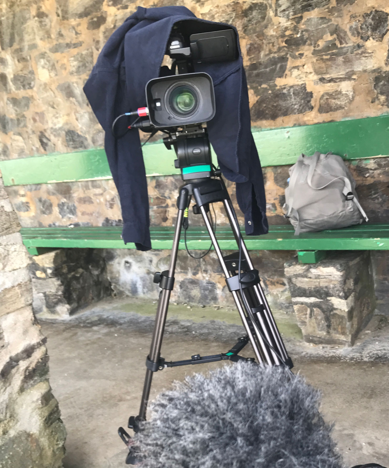 View of the camera and microphone setup