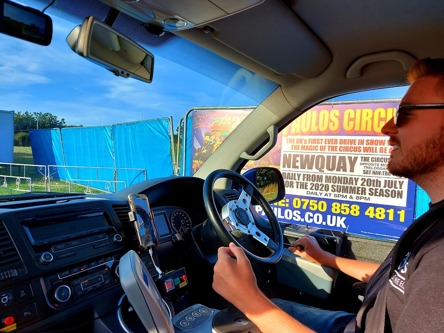 Ross driving into the location