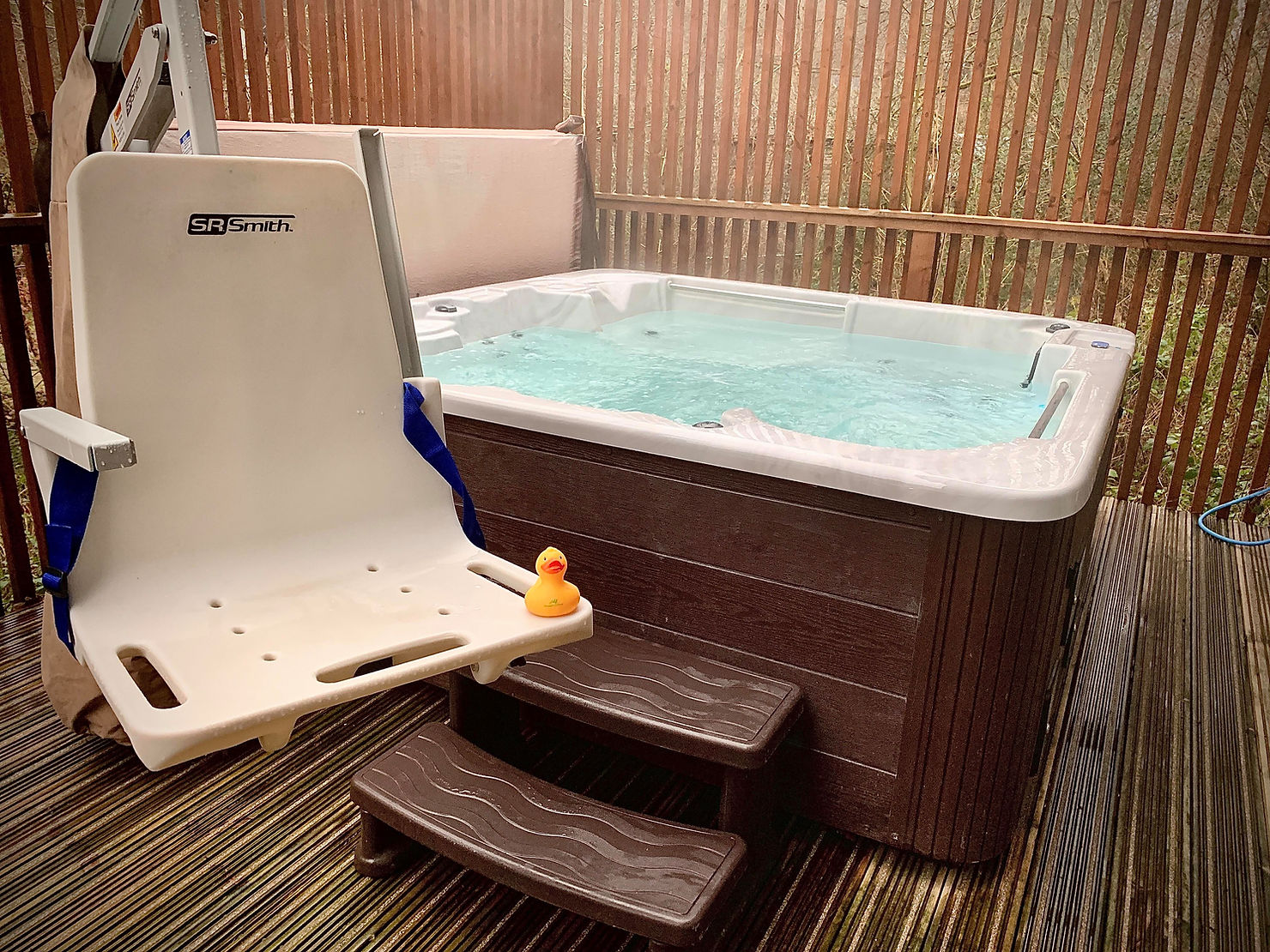 Hot tub with hoist