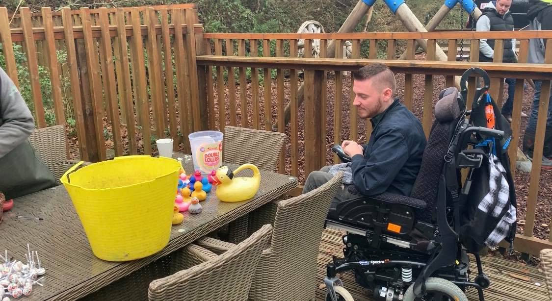 Ross overlooking the rubber ducks, ready to select his choice